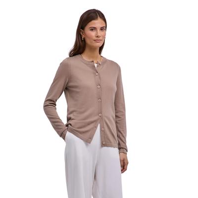 Cardigan FALKE "Pure Merino Wool", Damen, Gr. L, beige (sesame (4390)), Strickjacken