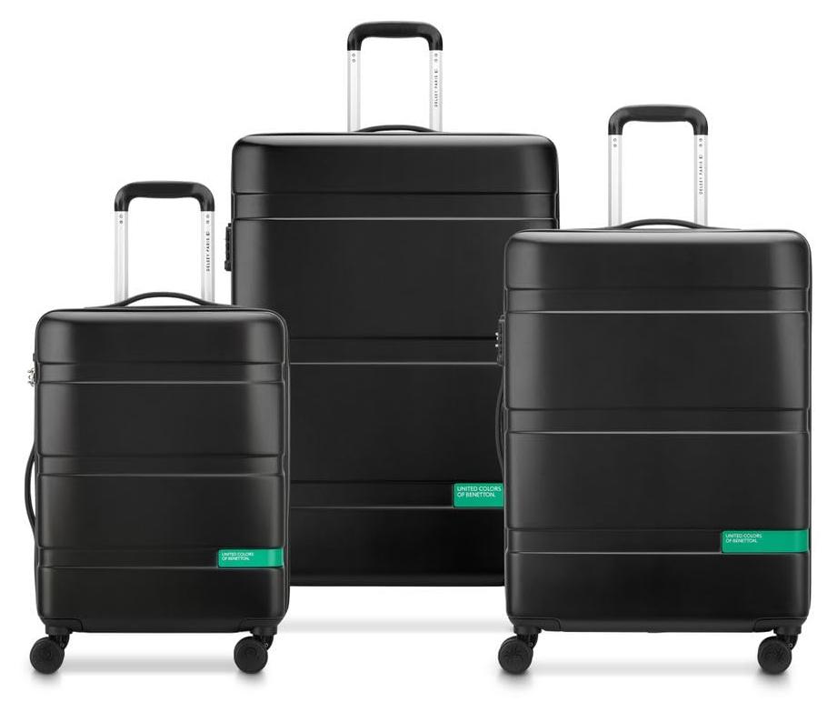 DELSEY Delsey Paris x United Colors Of Benetton - Now Kofferset - 3 Stück - Handgepäck 34L + aufgegebenes Gepäck 65L und 93L - Schwarz