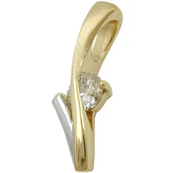 Gallay Anhänger 19x6mm bicolor rhodiniert mit Zirkonia 9Kt GOLD