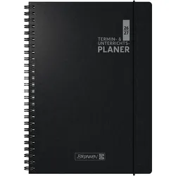 Brunnen, Agenda, Lehrerkalender 2026/2027 Termin- & Unterrichtsplaner A4, Kunststoff, schwarz (A4, 1 Woche / 2 Seiten)