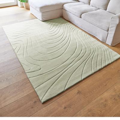 Teppich ANDIAMO "Dale", grün (salbei), B:120cm H:10mm L:170cm, Teppiche, Teppich, Uni Farben, Hoch-Tief-Struktur, Carving-Effekt, Wohnzimmer
