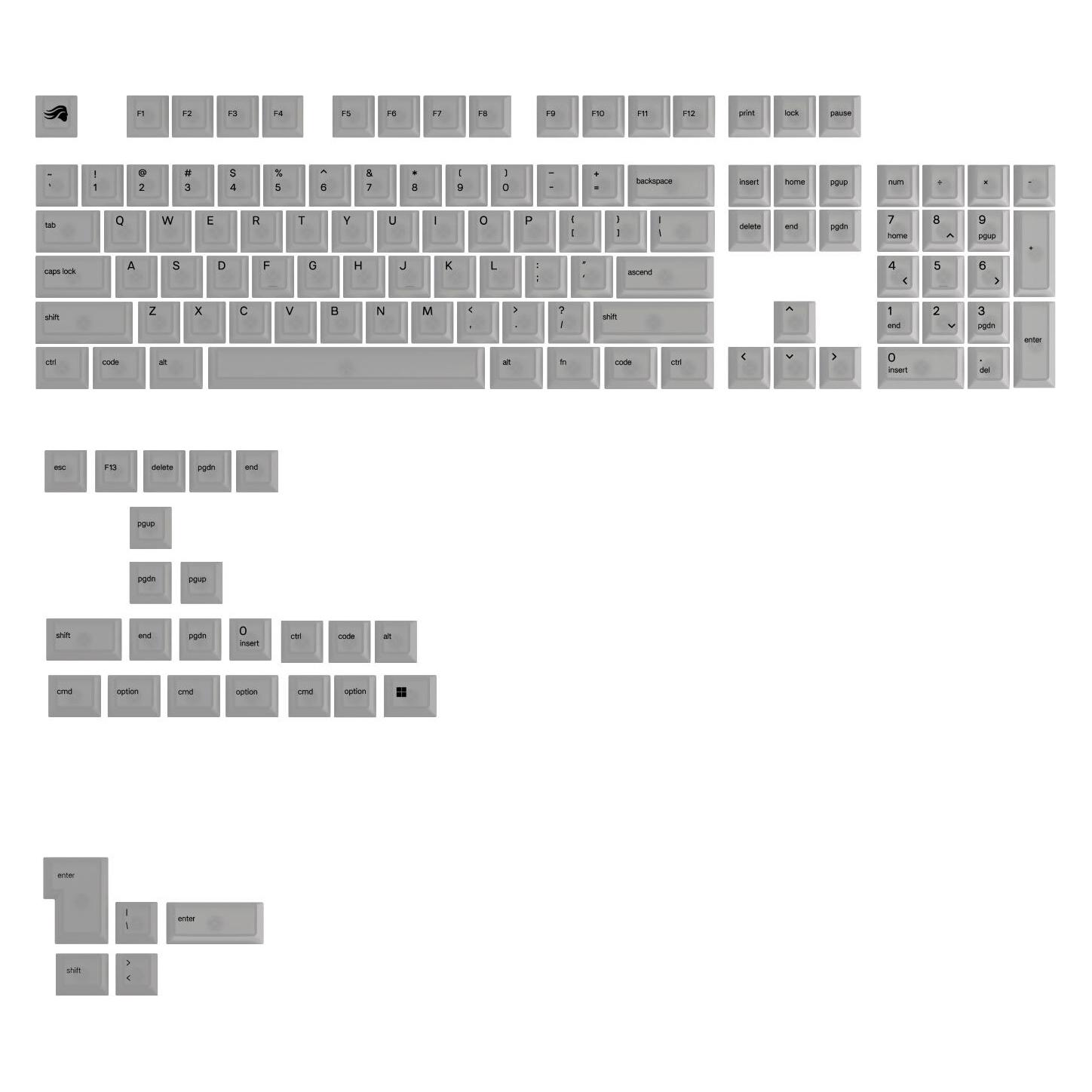 Glorious Polychroma V2 Keycaps, ANSI Layout (US), Polycarbonat, UV-Druck - Transparent (GLO-KB-ACC-KC-PC-POLY-US)