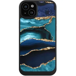 Nivocase Hülle für Apple iPhone 15 Plus Handyhülle NIVOcore Case Schwarz Glitzer Look Marmor Trends (Apple iPhone 15 Plus), Smartphone Hülle, Schwarz