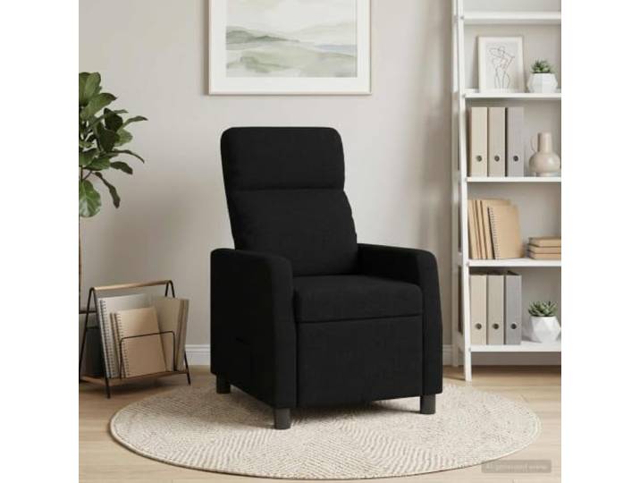 Liegesessel Schwarz Stoff Verstellbare Liegeposition 66x95x100 cm Polyester-Bezug,Metall-und-Holzwerkstoff-Rahmen,flache Armlehnen,leicht zu reinigen,Wohnzimmer