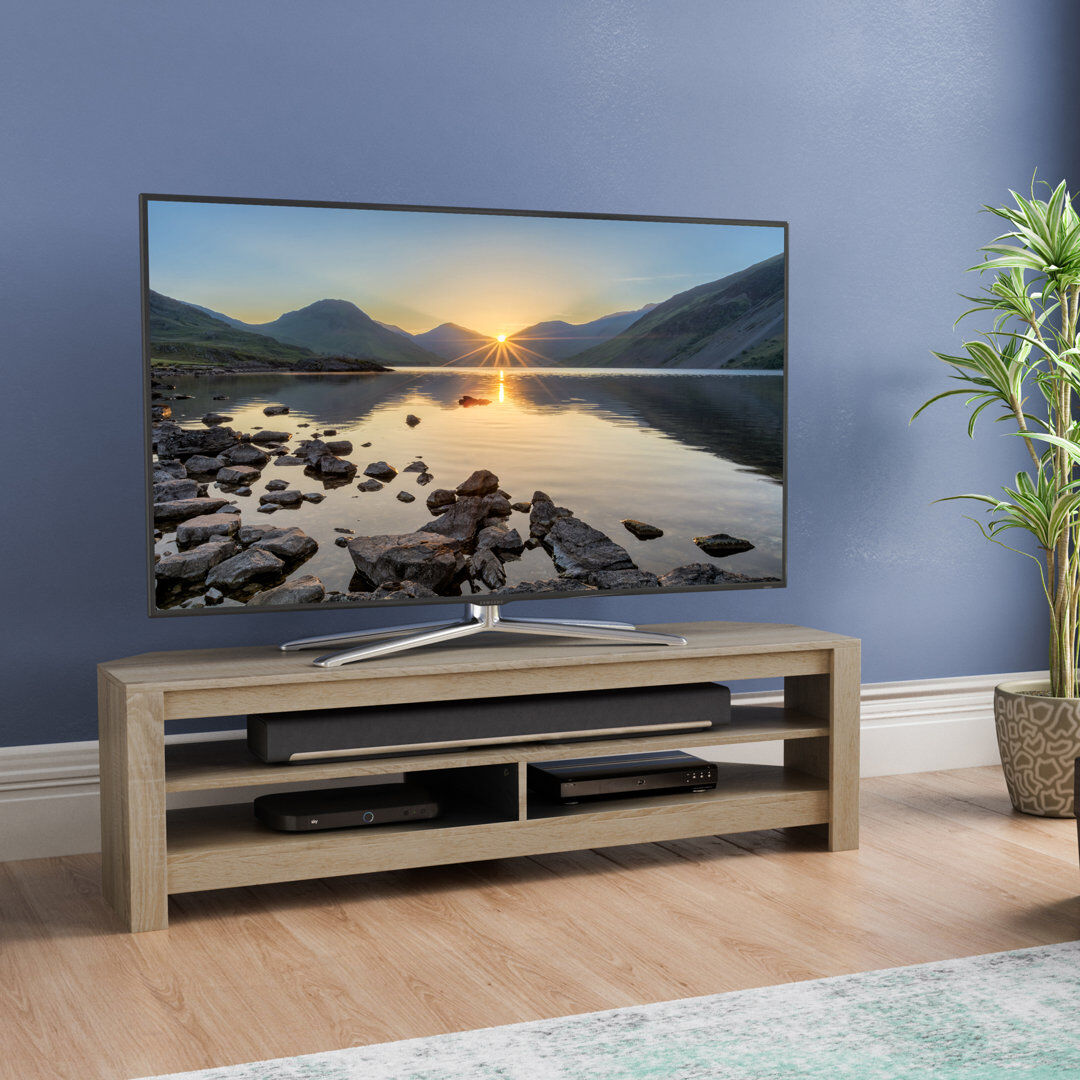 Latitude Run Aquene Corner TV Stand for TVs up to 65" Oak 16.3"H x 55.1”L x 15.55”W