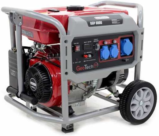 GeoTech Pro GGP 8000 - Groupe électrogène sur chariot avec AVR 6.5 kW - Continue 6 kw Monophasé