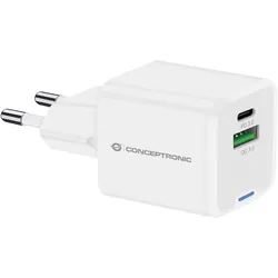CONCEPTRONIC 2-Port 20W GaN USB-PD-Ladegerät weiß