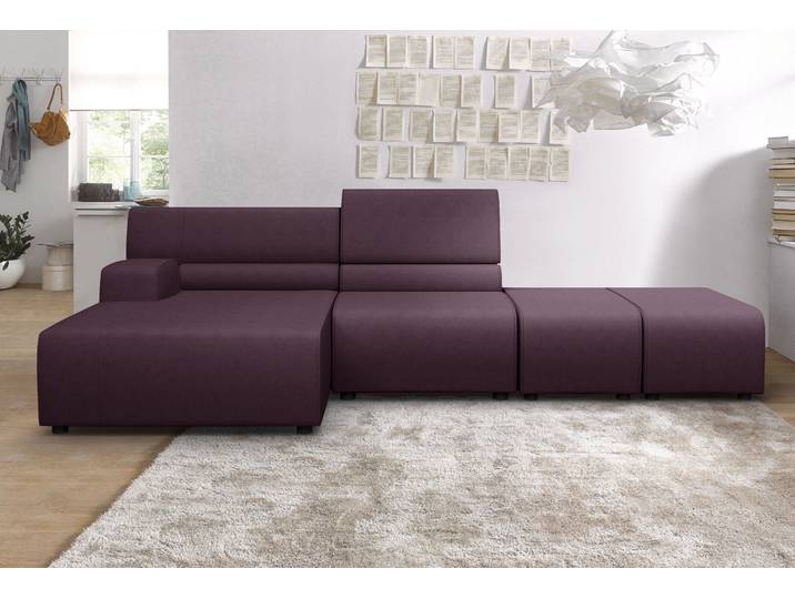 Ecksofa EGOITALIANO Babouche, Designsofa mit aussergewöhnlichem Sitzkomfort zum Wohlfühlen , lila (plum), B:384cm T:98cm, 100% Polyester. Wasserabweisende Mikrofaser., Sofas, Ecksofa