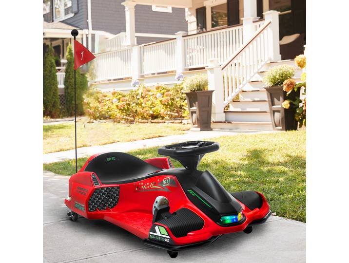 HOMCOM Go Kart Électrique Enfants 8-12 Ans Rouge