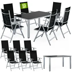 CASARIA® Aluminium Sitzgruppe Bern 6+1 Verstellbare Hochlehner Silber