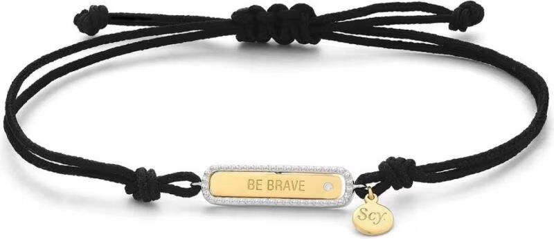 Pulsera Secrecy B4016cdaww900 De Cordón Negro Con Placa Dorada 19cm Mujer