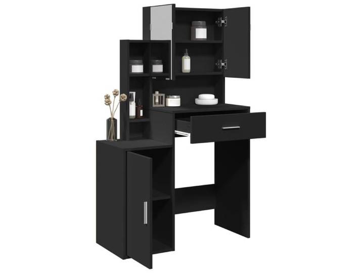 Black Week  Coiffeuse pour Femmes - BURKE - avec armoire - noir 80x35x132 cm - CC203