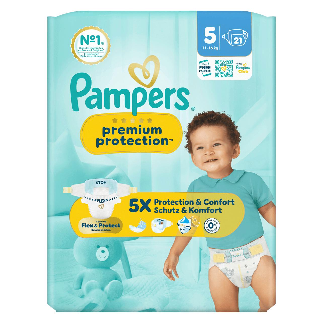 Pampers Premium Protection Gr.5 Junior 11-16kg Windeln Singlepack 21 Stück (Gr. 5, Tragepack, 21 Stk.) (66627378)