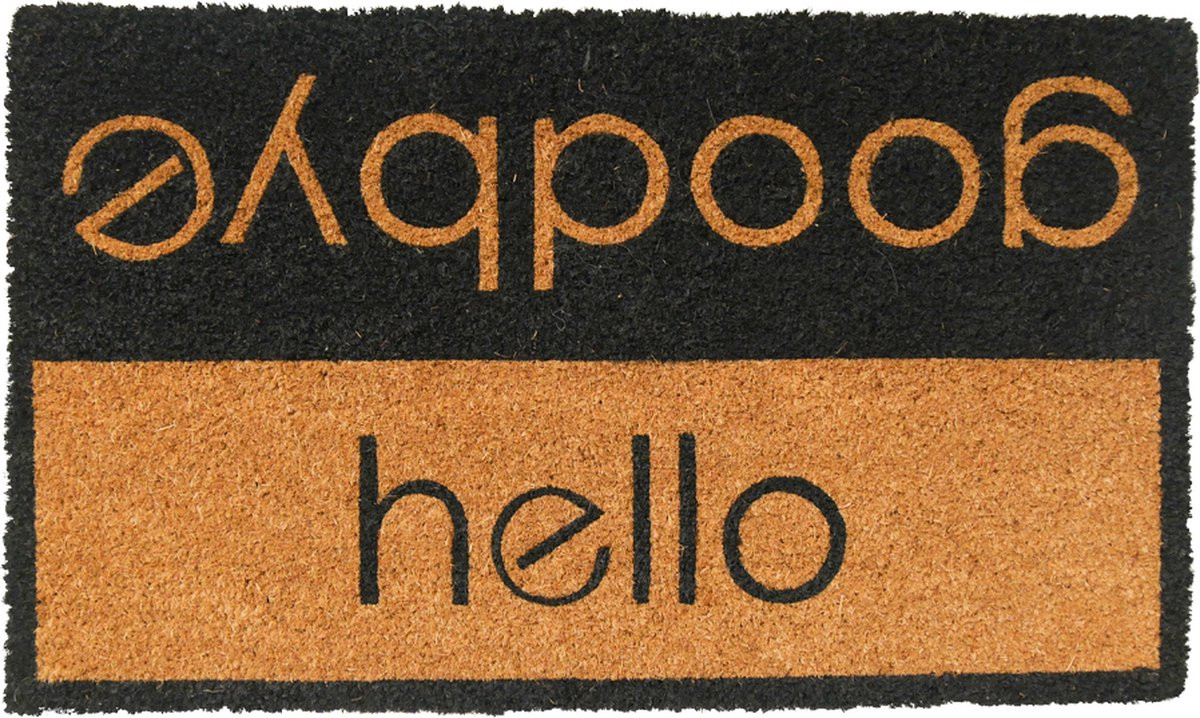 Kokos deurmat Hello Goodbye 75 cm