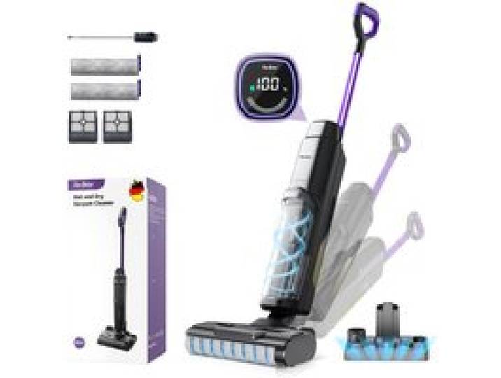 Aspirateur Laveur Sans Fil-Redkey W15-Autonettoyant Nettoyage des bords 6mm avec Réservoir d’eau 910ML avec Accessoires