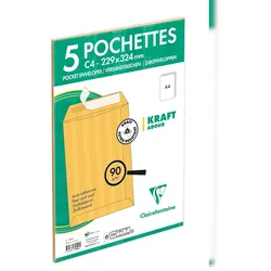 Clairefontaine 250x Versandtaschen haftklebend Kraft 229x324mm/C4 90g - Braun 7950C