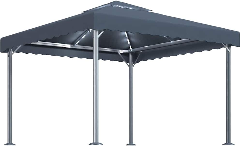 vidaXL Tonnelle avec guirlande lumineuse LED 300x300 cm Anthracite