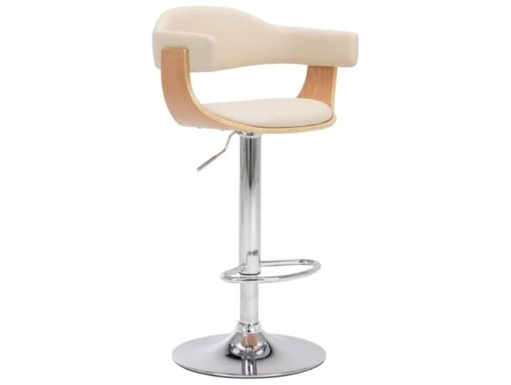 Barhocker, 2-teilig, cremefarben, gebogenes Holz und Kunstleder Zeitloses Design, weiche Sitzfläche, stabiles Eisengestell, Verwendung in Bar und Esszimmer, Lieferung 2 Stück