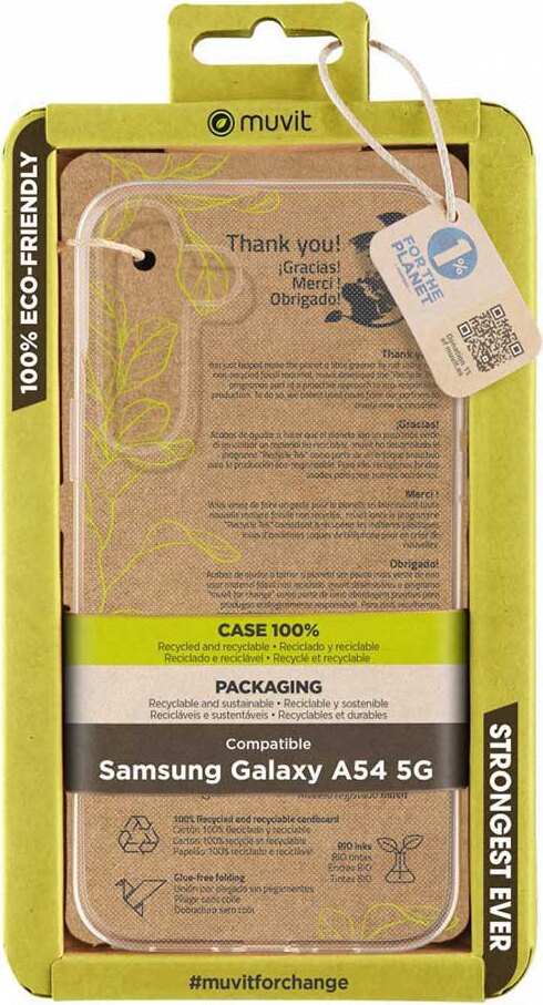 Muvit For Change Galaxy A54 5G telefoonhoesje, transparant, one size