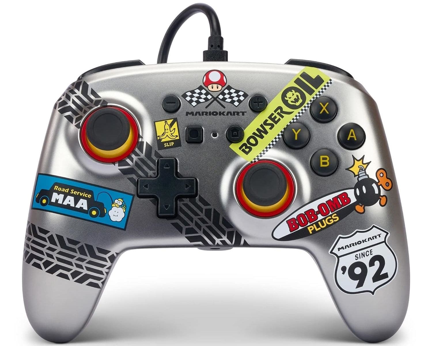 PowerA Gamepad für Nintendo Switch (Schwarz/Blau/Orange/Rot/Silber/Weiß) Enhanced Wired Controller Mario Kart NSGP0145-01