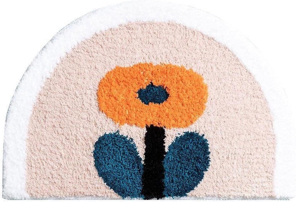 Badkamermat Bloem Antislip Beige - Ultra waterabsorberend en machinewasbaar