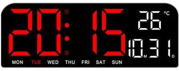 Daily Discovery Large LED Digital Wall Clock With Temperature Display Dual Alarm Countdown Timer And Adjustable Brightness red