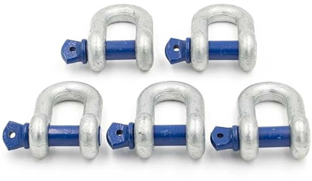 Set van 5 thermisch verzinkte beugel schakelaars met oogbouten, draagvermogen 3,25t