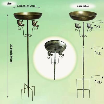 Uplifted Goods Freestanding Metal Bird Bath And Feeder For Outdoor Decor r