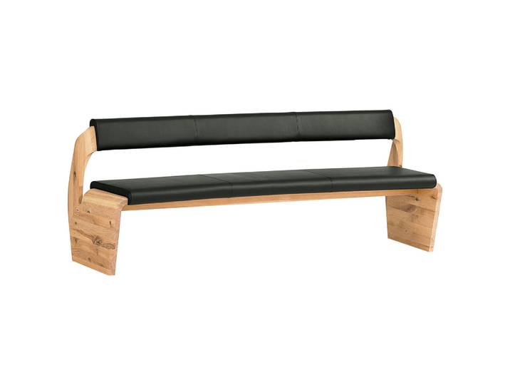 Voglauer Sitzbank, Eichefarben, Olivgrün, Holz, Echtleder, Nappaleder, Rindleder, Eiche, massiv, 227x84x70 cm, Goldenes M, Made in Austria, Lederauswahl, mit Rückenlehne, Esszimmer, Bank, Sitzbänke, Polsterbänke