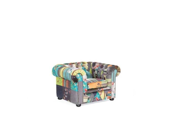 Fauteuil patchwork en tissu jaune CHESTERFIELD - BELIANI - Contemporain - 1 place - Avec accoudoirs