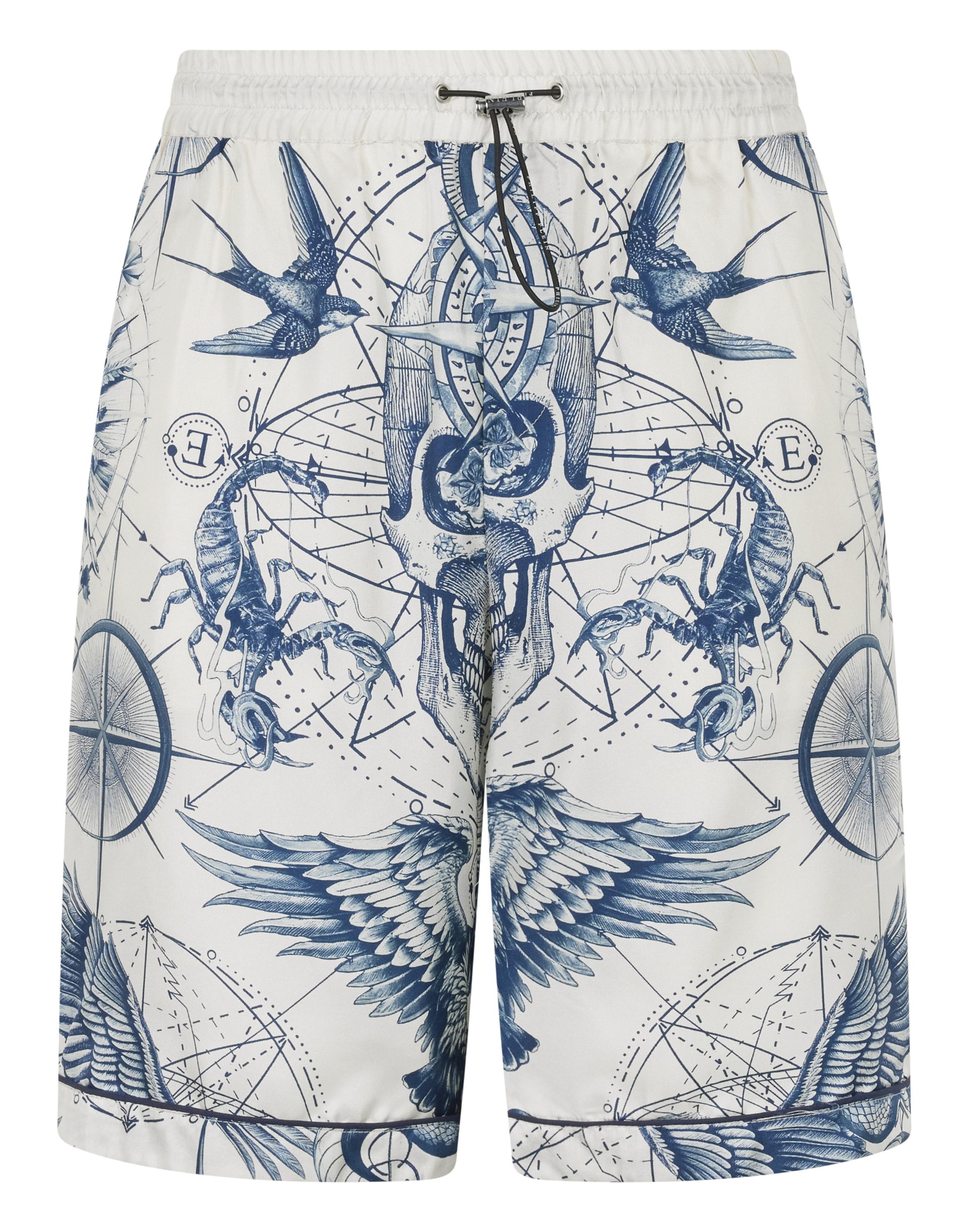 Silk Bowling Shorts All-Over Tattoo