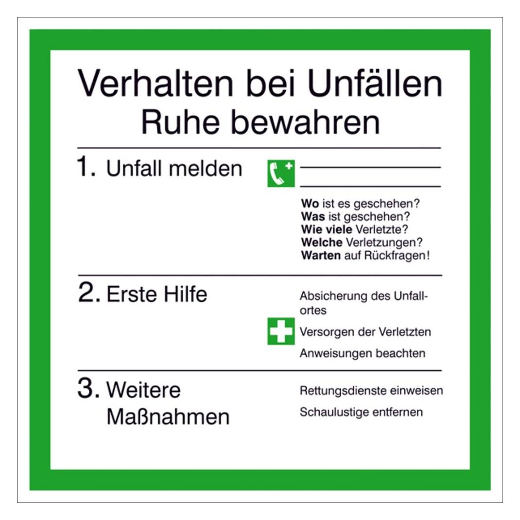 SafetyMarking Aushang Unfall Verhalten bei Unfällen (43.0048)