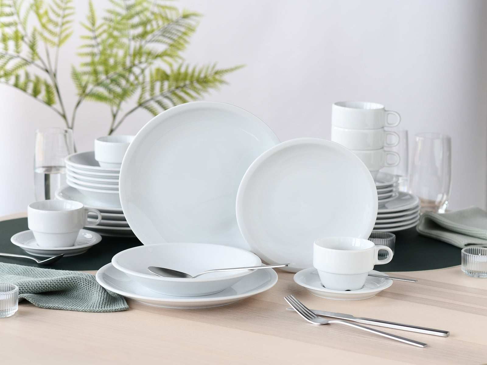 CreaTable Milano 30-delige porseleinen serviesset voor 6 personen, wit