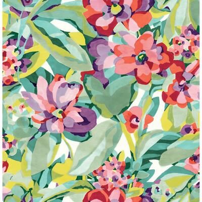 Caroline et Bettina Multi Belles Fleurs Peel & Stick Wallpaper