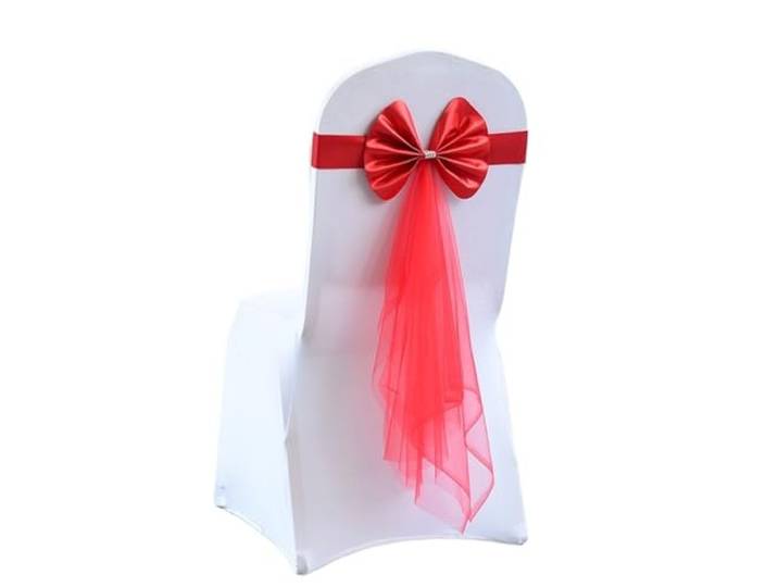 Stuhlschleifen für Hochzeiten 10/50/100 Stück Stuhlschärpen Stretch Stuhl Schleife Knoten mit Schmetterling Organzaband for Hochzeitsbankett Geburtstag Hotel Party Dekor(Red,10 pcs)
