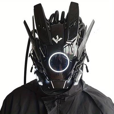 Cyberpunk Maske Maske rund Licht Flügel Zopf Musik Festival LED Licht Maske Cosplay