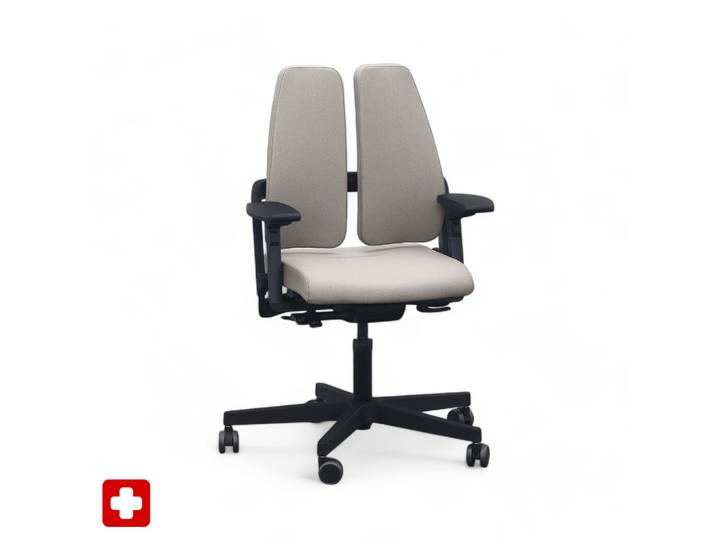 Office chair SitagXilium DuoBack swissmade with 4D armrests, Beige, New, Ergonomic chair - ideal for flexible working
