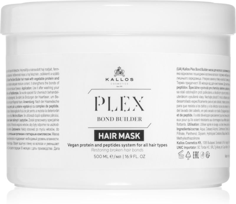 Kallos Plex Hair Mask Regenerierende Maske für beschädigtes, chemisch behandeltes Haar 500 ml