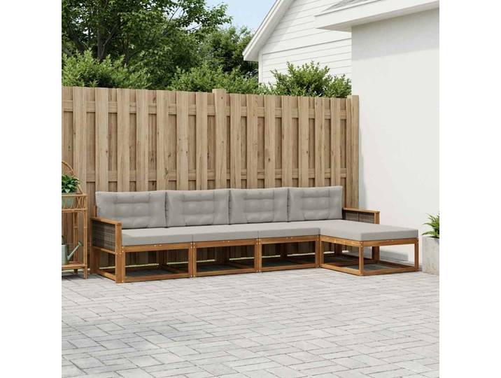 vidaXL Outdoor-Sofagarnitur 5 stk. Natural and Light grey