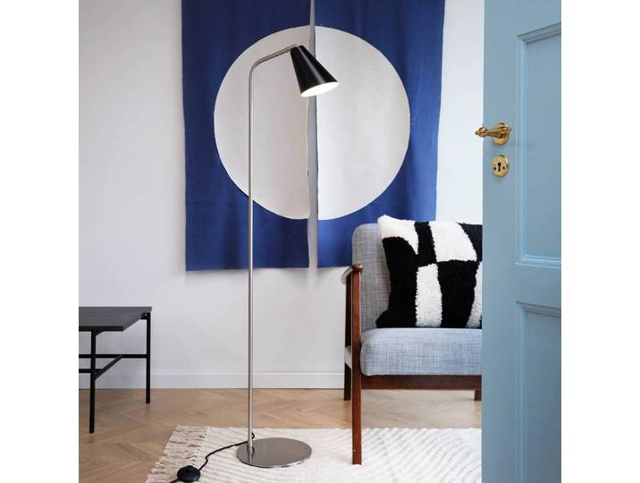 Dyberg Larsen Stehlampe Oswald, alu / grau / zink, für Wohn- / Esszimmer, Metall, Design, Stehlampe