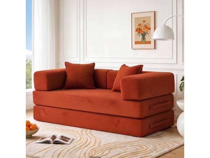 Vipbear Premium 5-in-1 Vielseitiges Rahmenloses Sofa, 200 cm, Ergonomisch Verwandelbarer 3-Sitzer mit Memory-Schaum, Ausklappbares Schlafsofa fürs Wohnzimmer