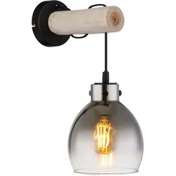 LED Wandleuchte Wandlampe Wohnzimmerlampe Rauchglas Schwarz Metall H 33 cm