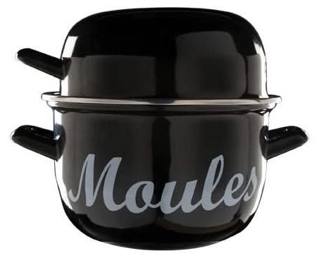 Cosy & Trendy Mosselpan Emaille Zwart ø 18 cm 2,8 liter met geëmailleerde anti-aanbaklaag
