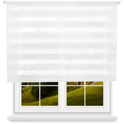 WellHome - Polyester Tag/Nacht Rollo 180 x 140cm (Breite x Höhe) Weiß