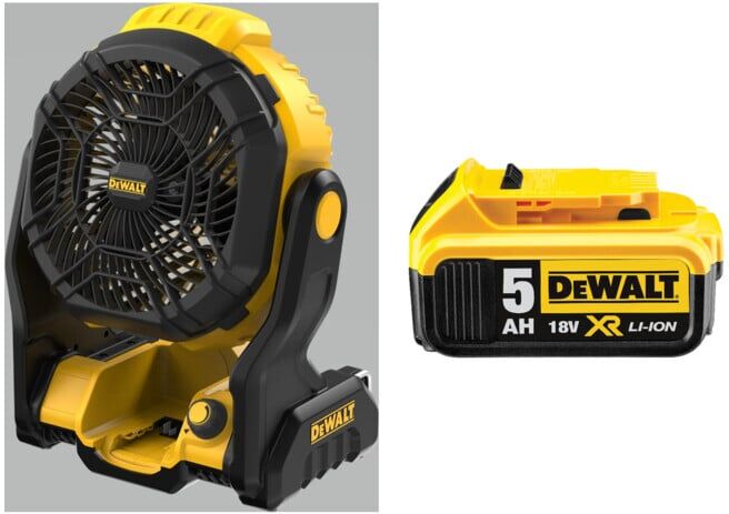 Set DeWalt Akku-Ventilator, 18V, Basisversion + Ersatz-Akku DCB184-XJ