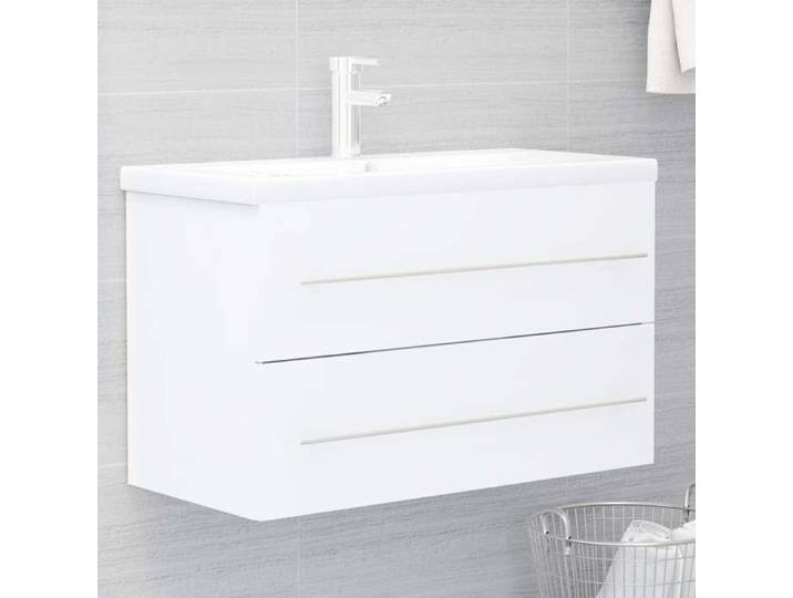 Automne/hiver  Blanc Armoire d'évier avec lavabo intégré Blanc Aggloméré - Hauteur：48cm Nove5030521