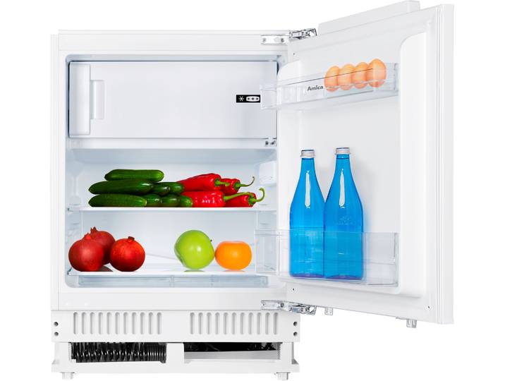 AMICA Einbaukühlschrank UKSX 361 901 , Energieeffizienz: E, silber (weiß), Rechtsanschlag, wechselbar, Kühlschränke, Kompakter Einbaukühlschrank mit klarer Sicht und leichter Pflege, Einbaukühlschrank