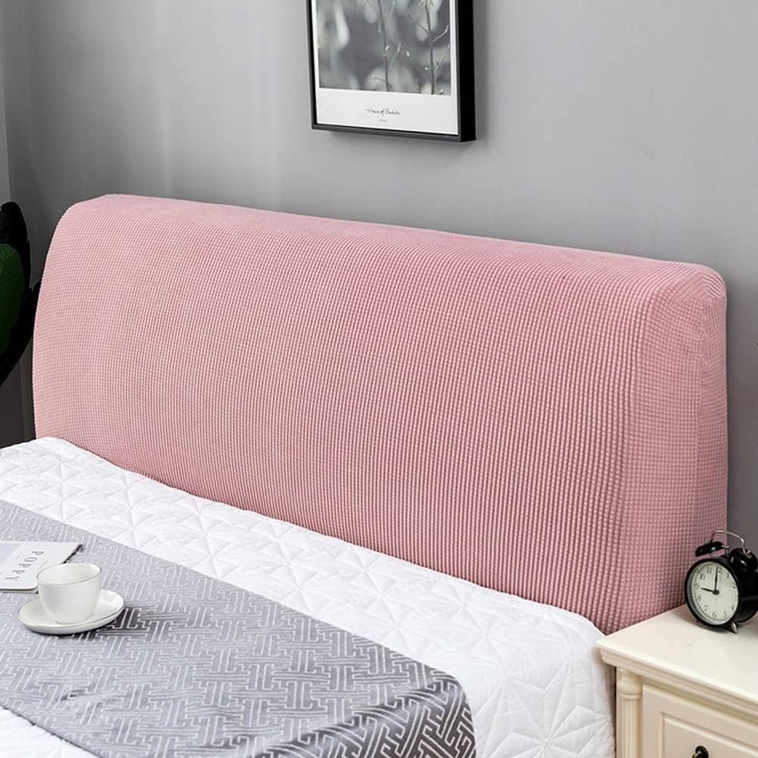 Stretch Hoofdbordhoes voor Bed, Verstelbare Gevoerde Hoofdbordbescherming, Breedte: 130-170 cm, Roze