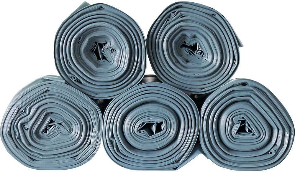 kaiserkraft Abfalltüten BONTON, 70 l, 50 µm, BxL 580 x 1020 mm, VE 300 Stk, grau, 15 Rollen, 20 Stk/Rolle