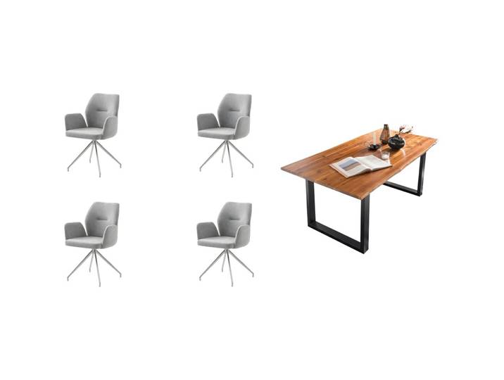 Essgruppe Eats cognac Akazie/Strukturstoff B 160 T 85 cm 4 - Essgruppe